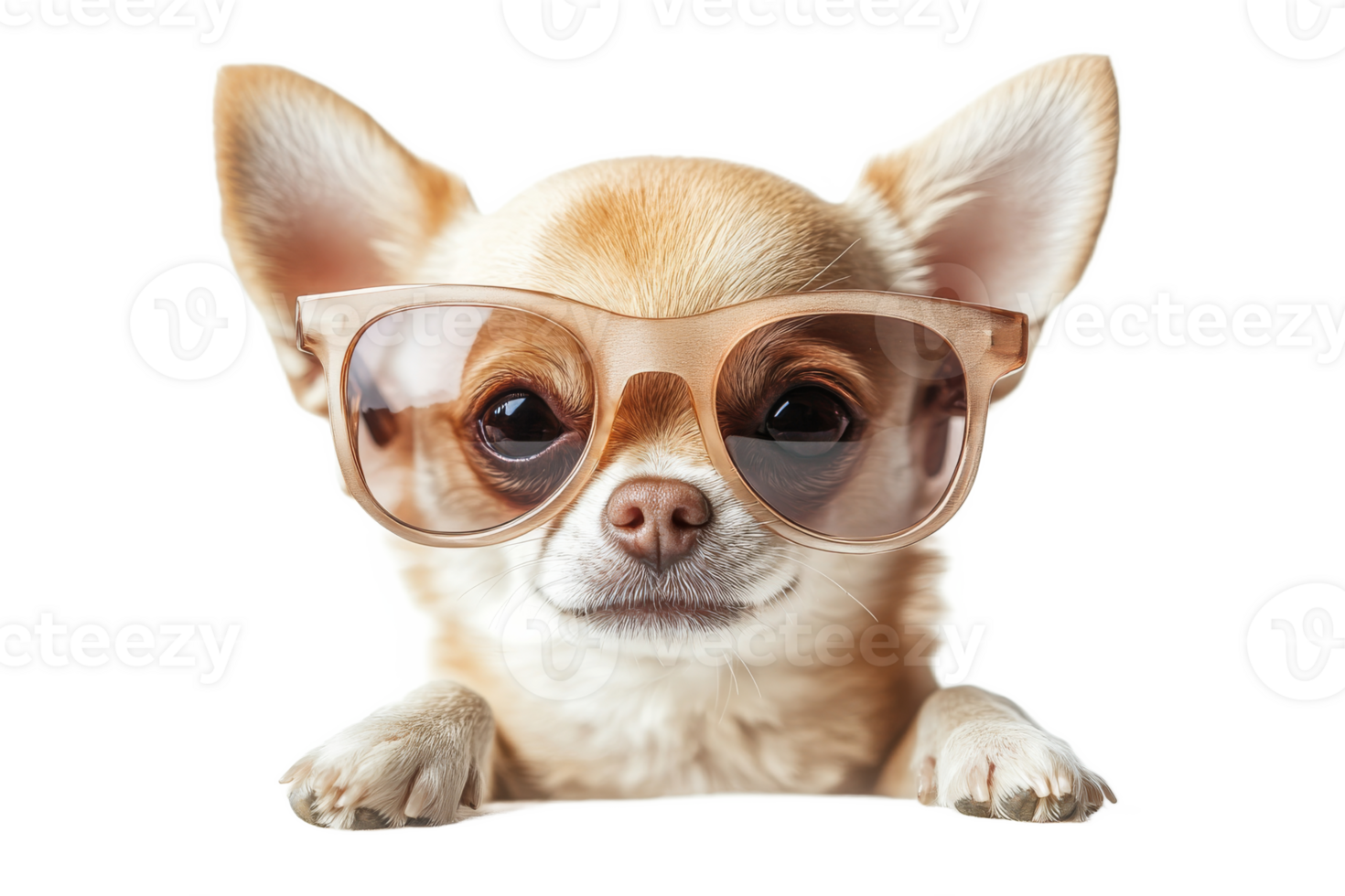 Chihuahua in big glasses looking playful png