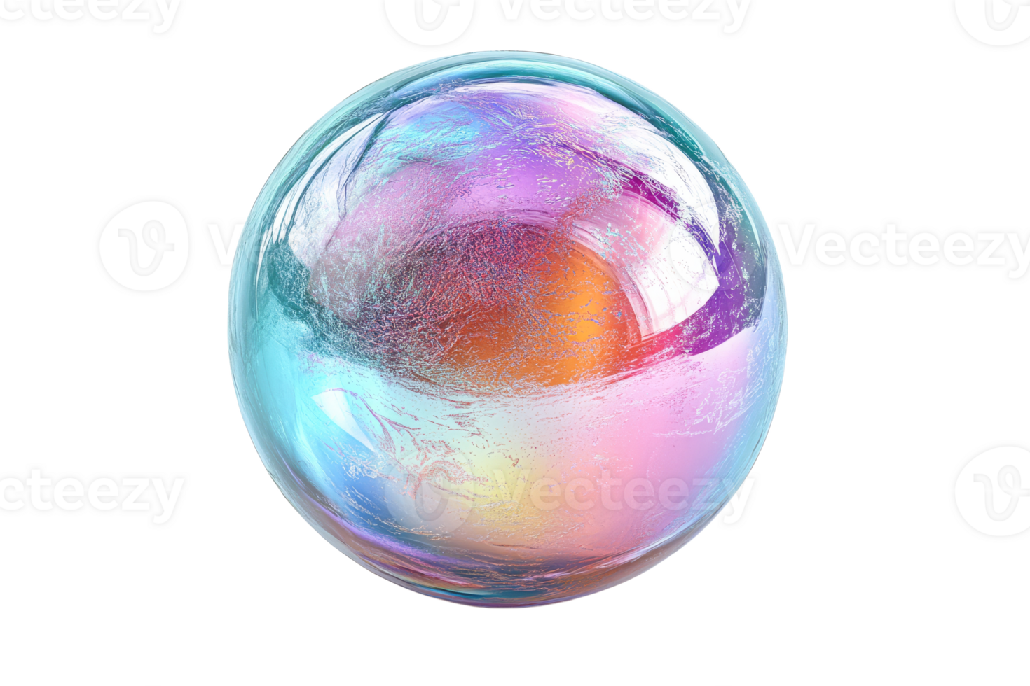 Colorful sphere with transparent background reflecting light png
