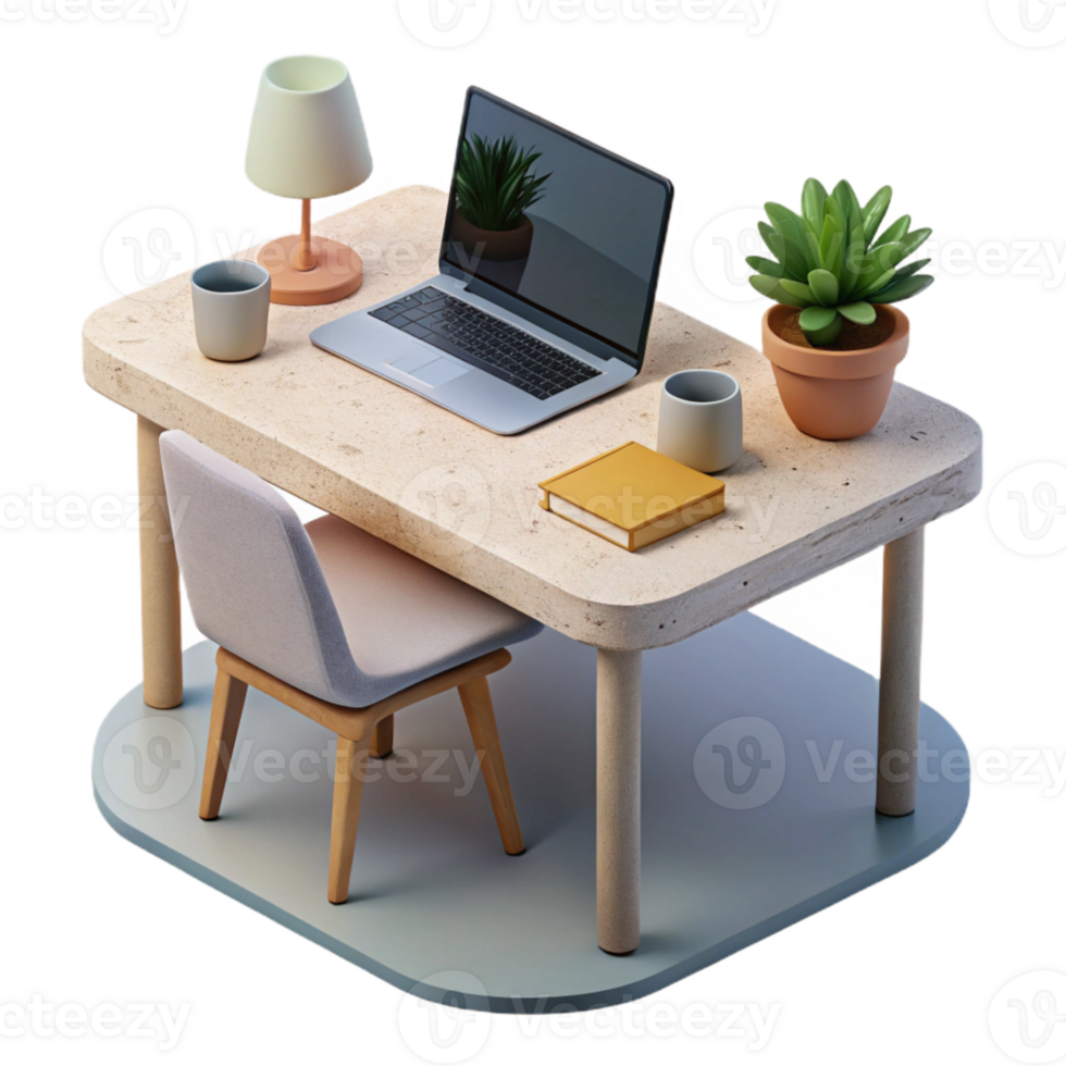 serene modern Minimalist Desk with Laptop and Mouse Cutout authentic png