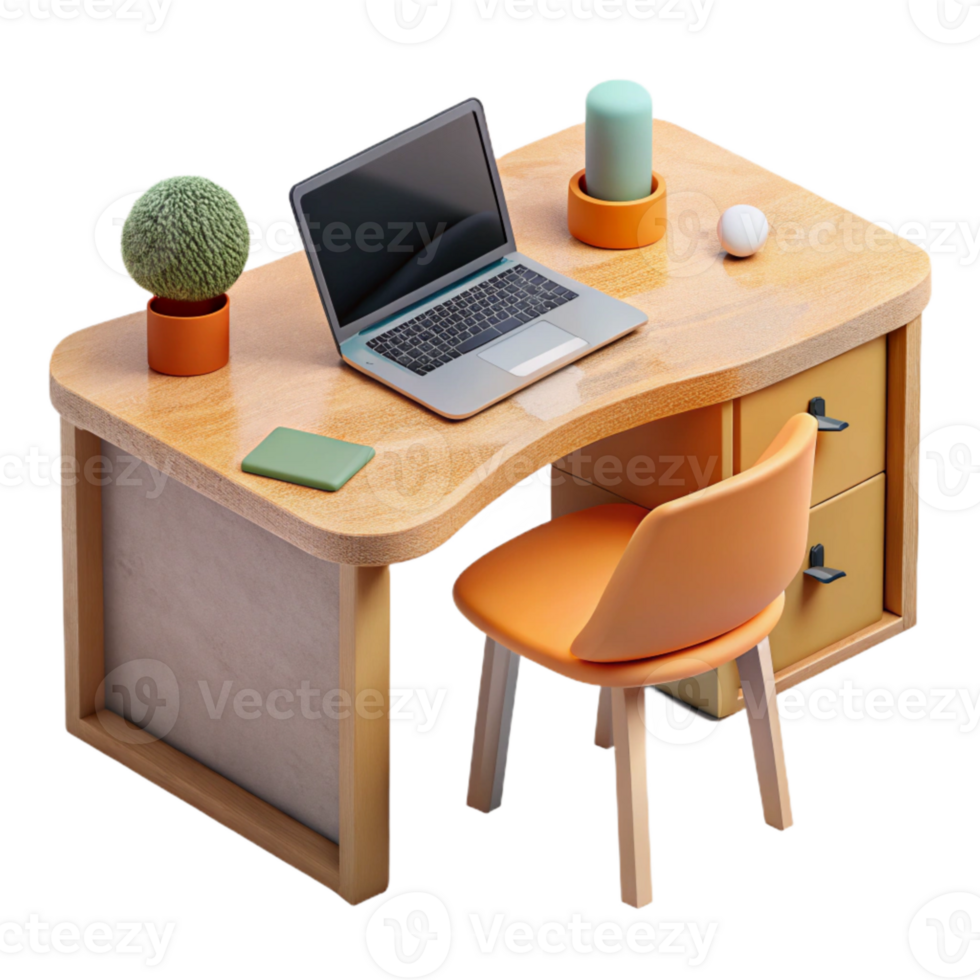 serene rustic Minimalist Desk with Laptop and Mouse Cutout original png