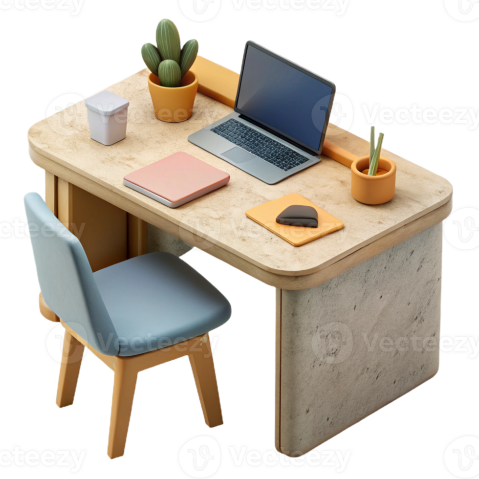 magnificent classic Minimalist Desk with Laptop and Mouse Cutout premium png