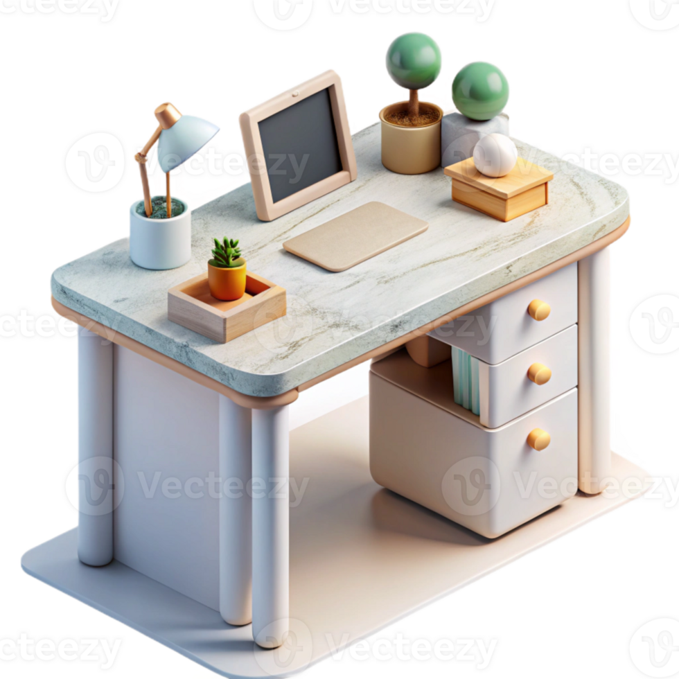impressive artistic Minimalist Desk with White Surface authentic png