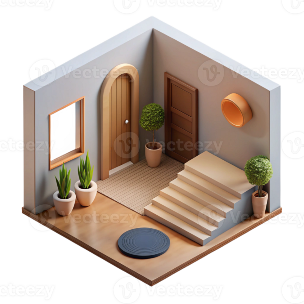 vibrant artistic Minimalist Entryway Top View Cutout professional png