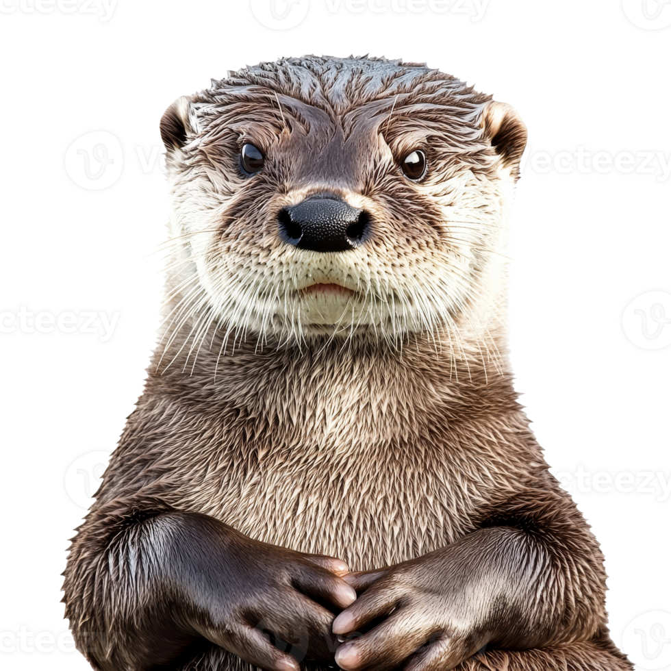 Otter with curious expression on transparent background png