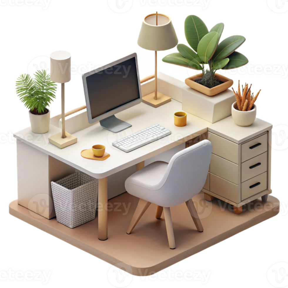 magnificent artistic Minimalist Home Office Workspace Isolated original png
