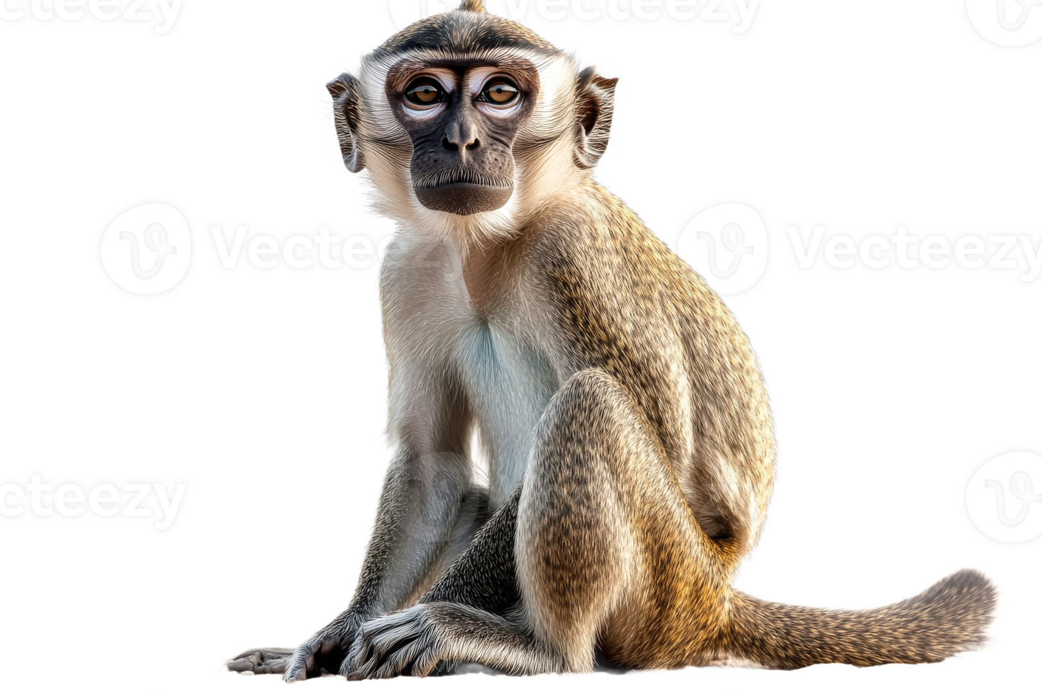 Curious monkey sitting on transparent background png