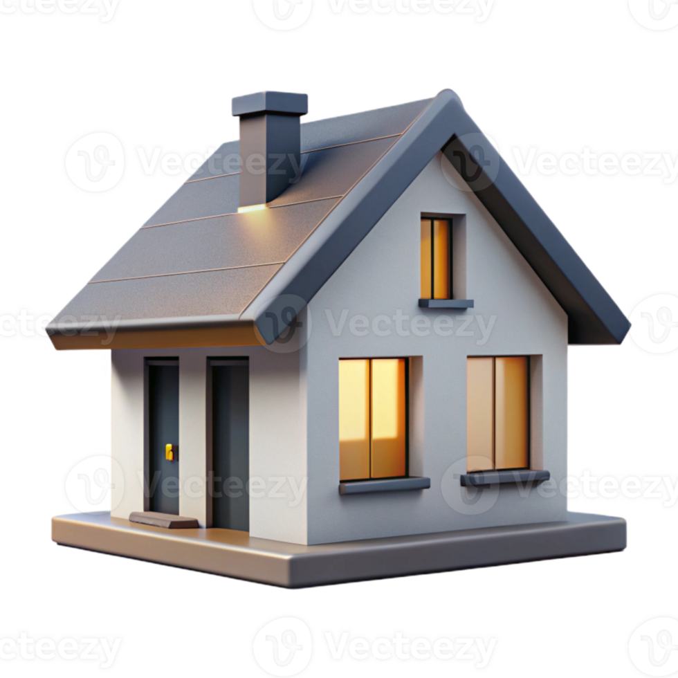 serene traditional Minimalist House Design Back View Transparent Background authentic png