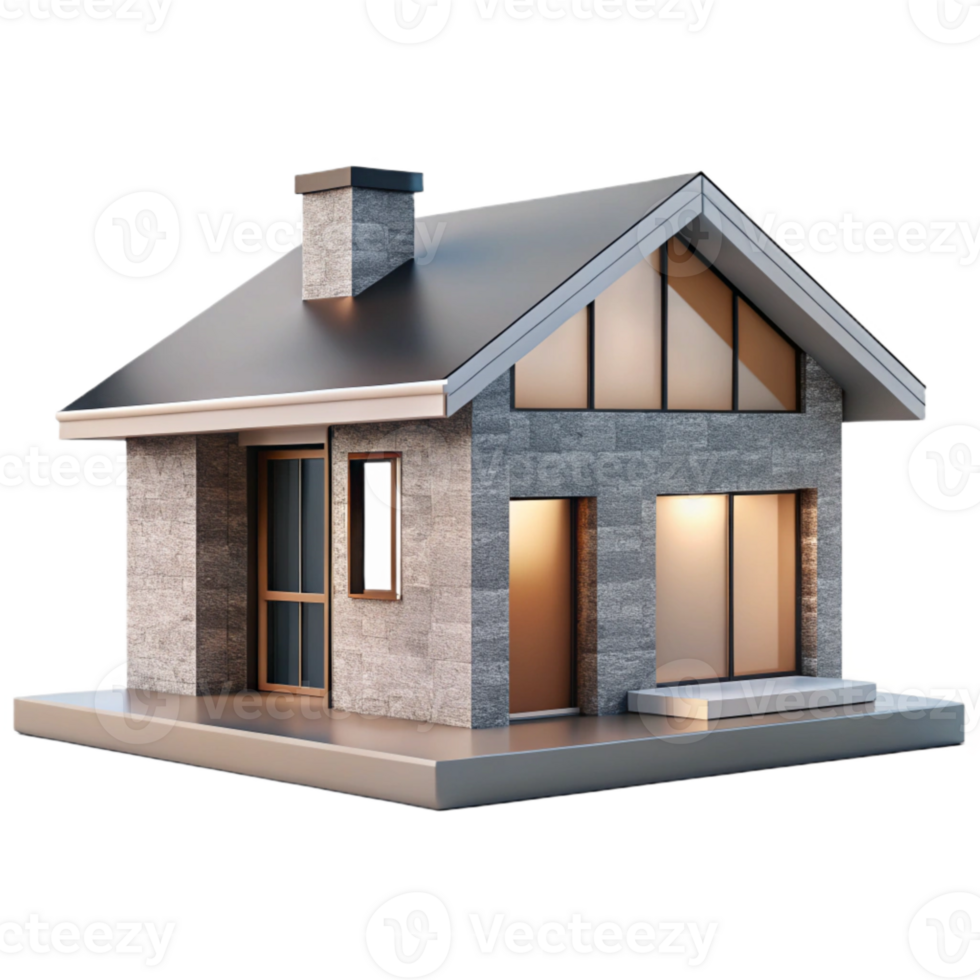 impressive vintage Minimalist House Design Front View Transparent Background authentic png