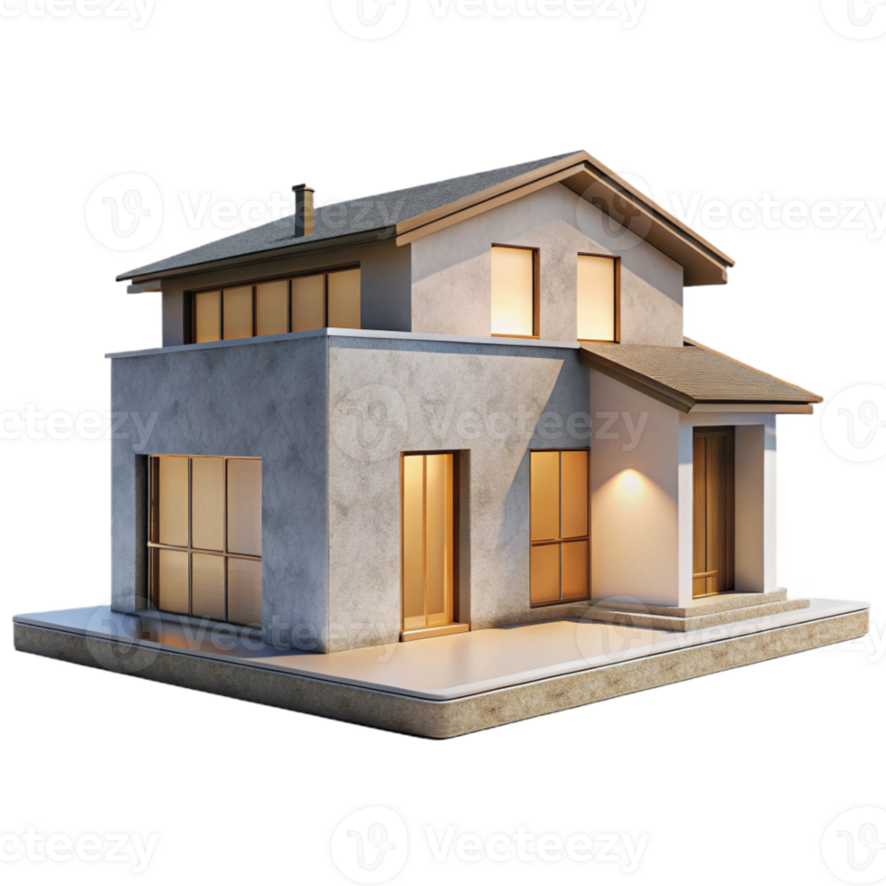 elegant traditional Minimalist House Design Side View Isolated authentic png