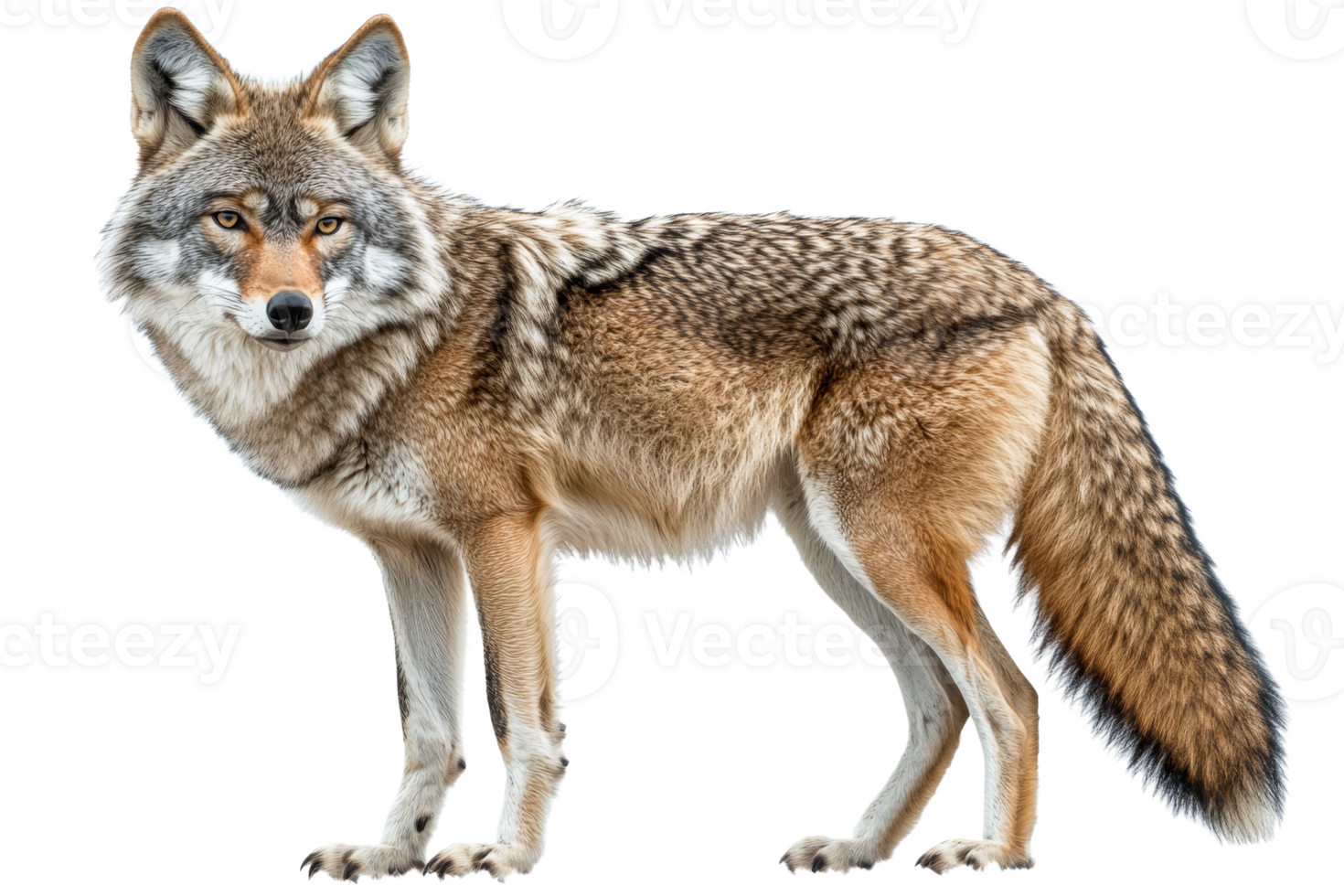 Coyote standing on transparent background in natural pose png