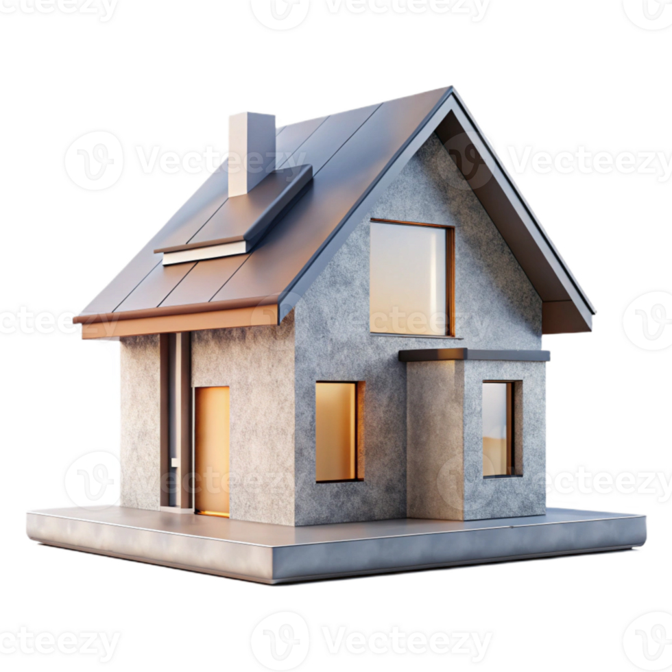 vibrant rustic Minimalist House Design Side View Isolated premium png