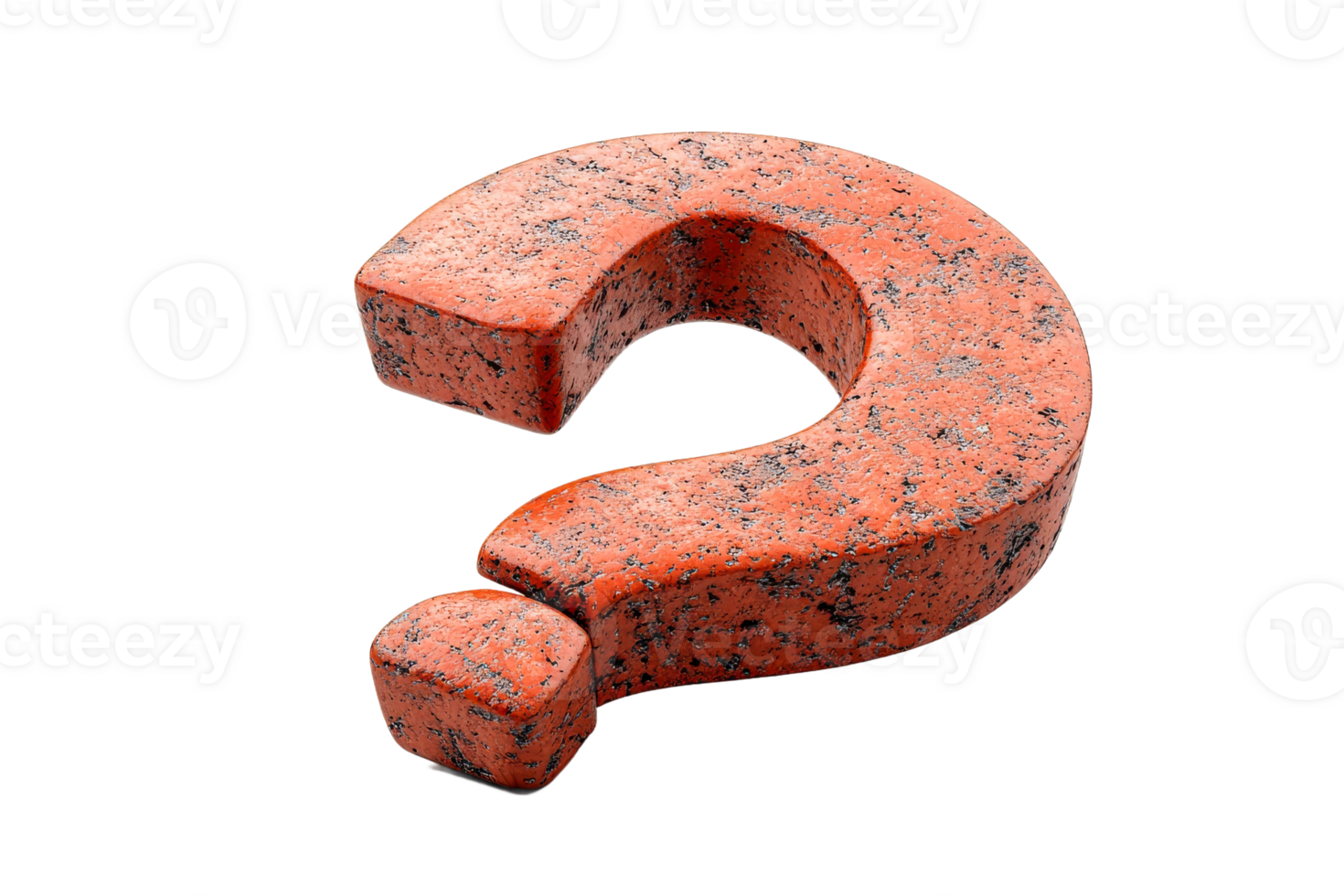 Unique question mark sculpture with a textured finish png