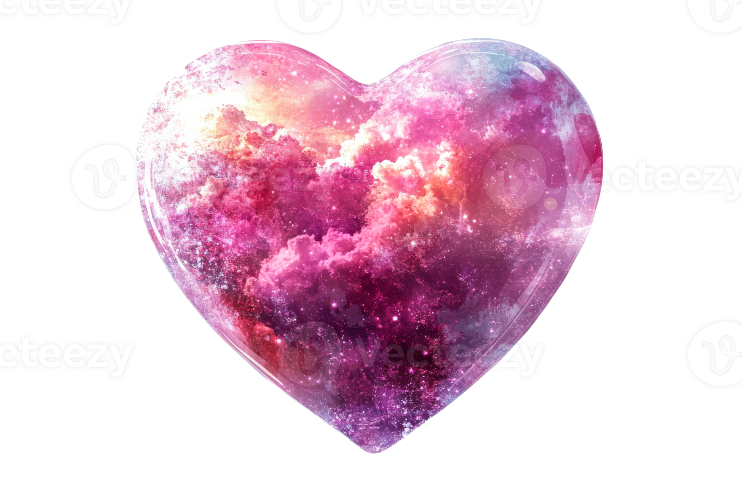 Galaxy heart shape on clear background png