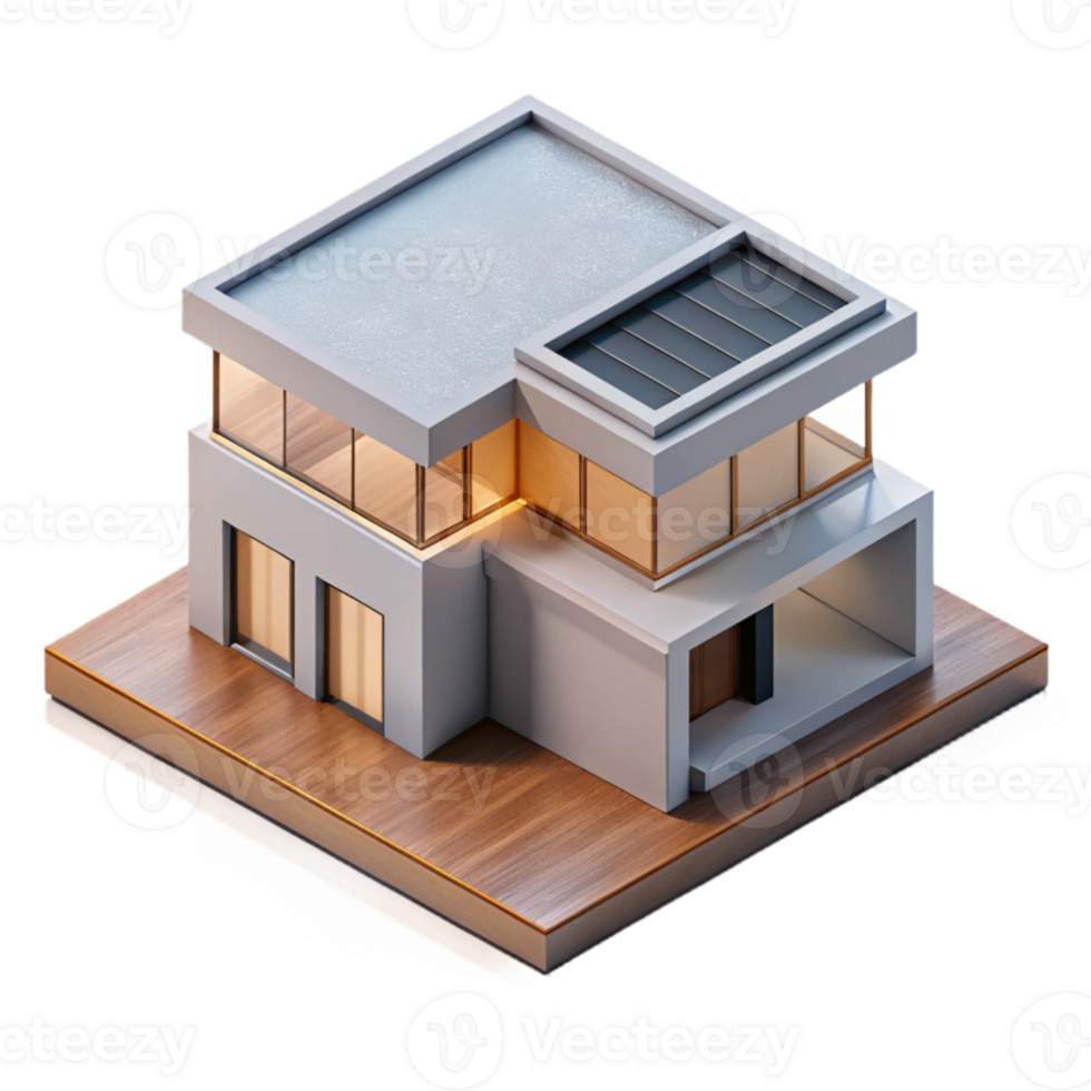 beautiful artistic Minimalist House Design Top View Transparent Background authentic png