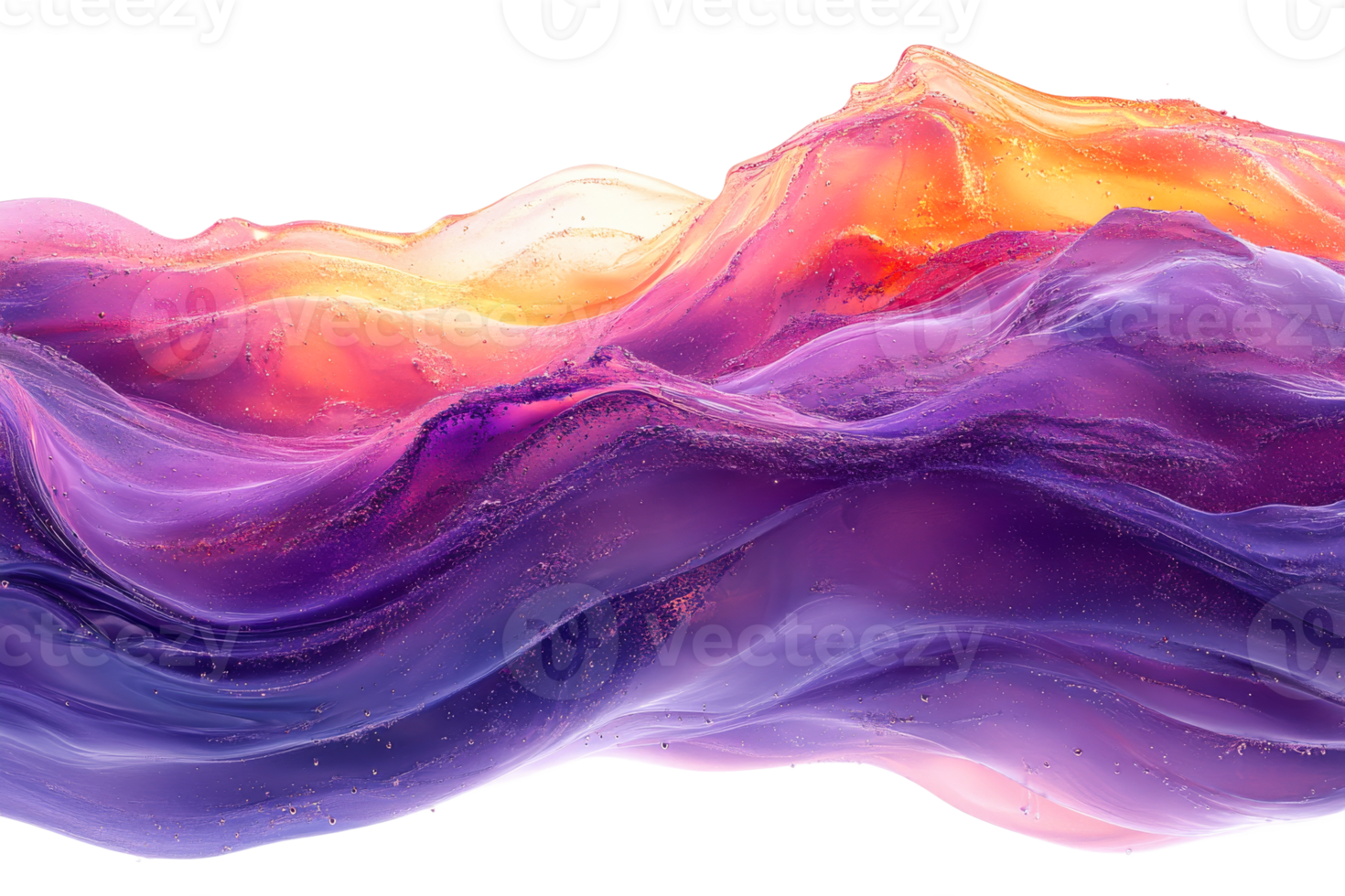 Colorful fluid waves flowing in vibrant shades of purple png