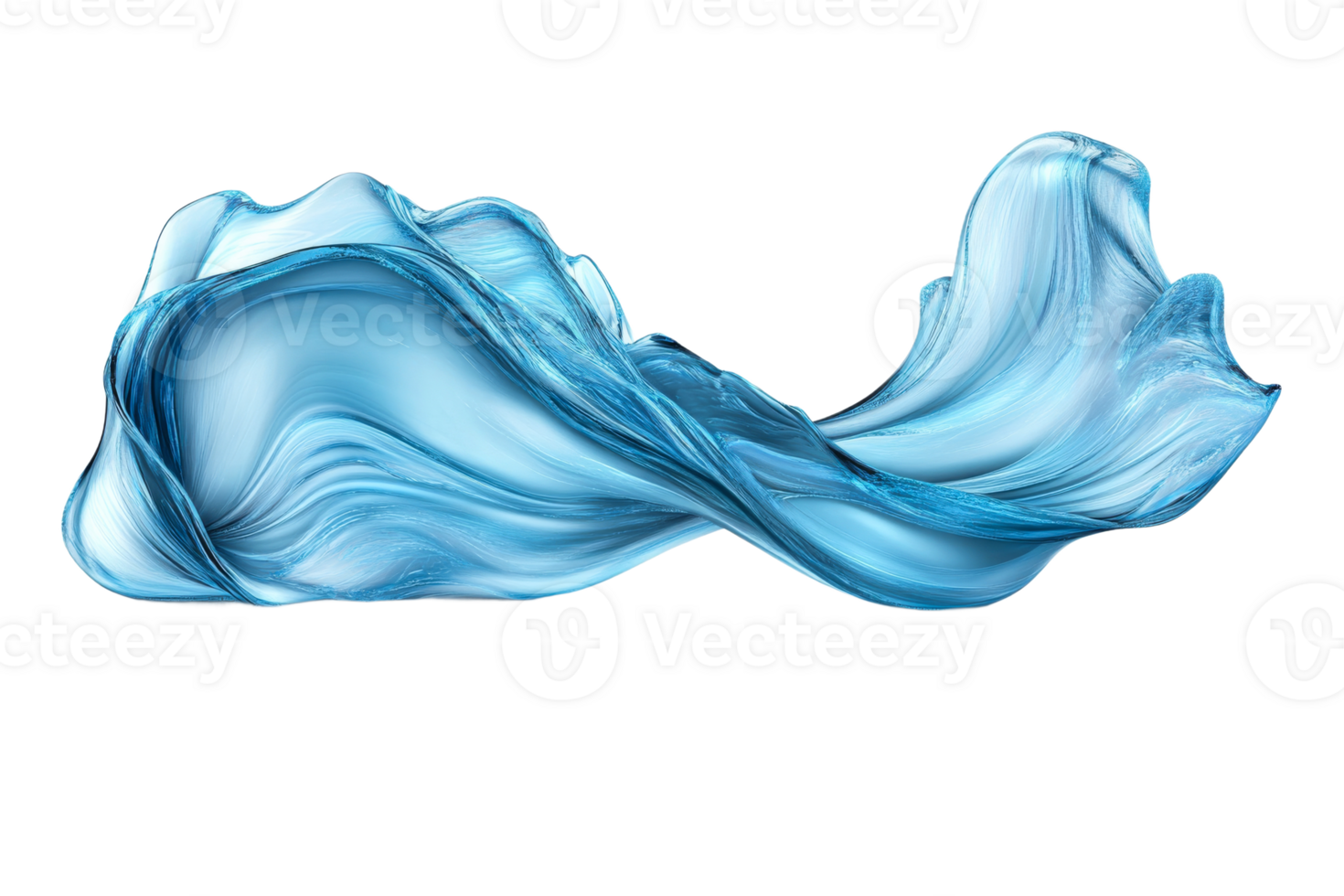 Dynamic blue abstract wave with transparent background png