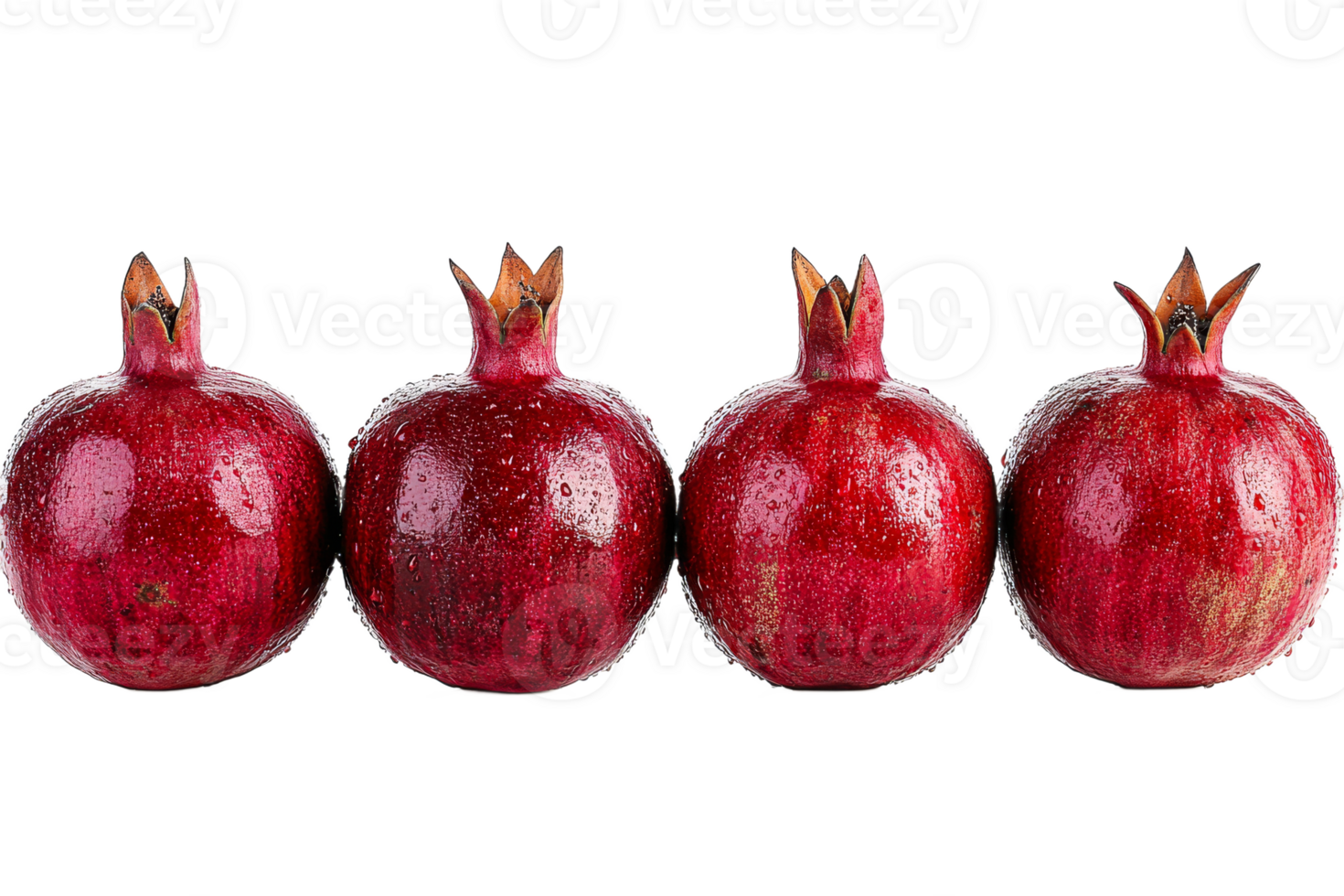 Fresh pomegranates lined up on a transparent background png