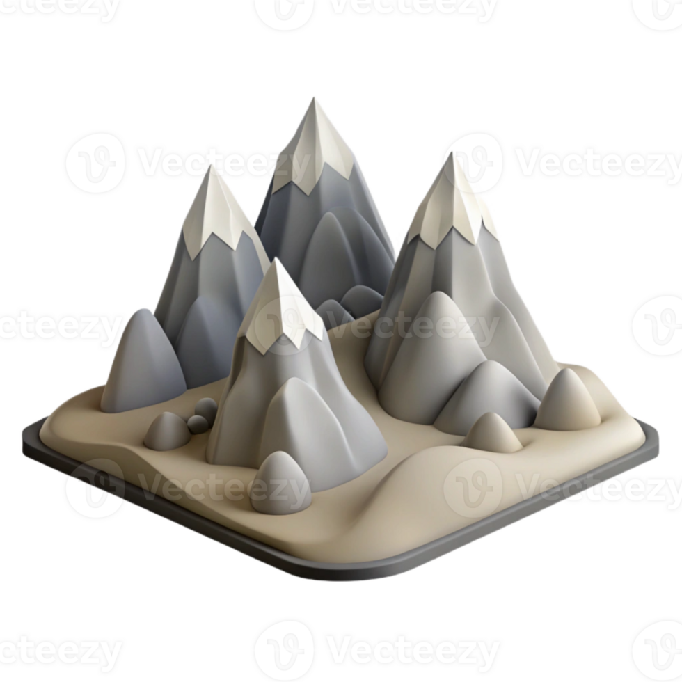 magnificent modern Minimalist Virtual Landscape with Gray Mountains Transparent Background exclusive png