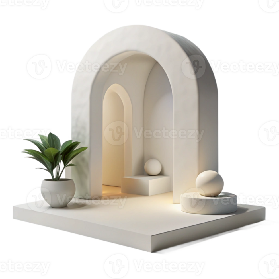 magnificent creative Minimalist White Room Archway Transparent Background genuine png