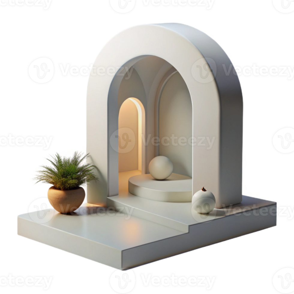 beautiful modern Minimalist White Room Archway Transparent Background original png