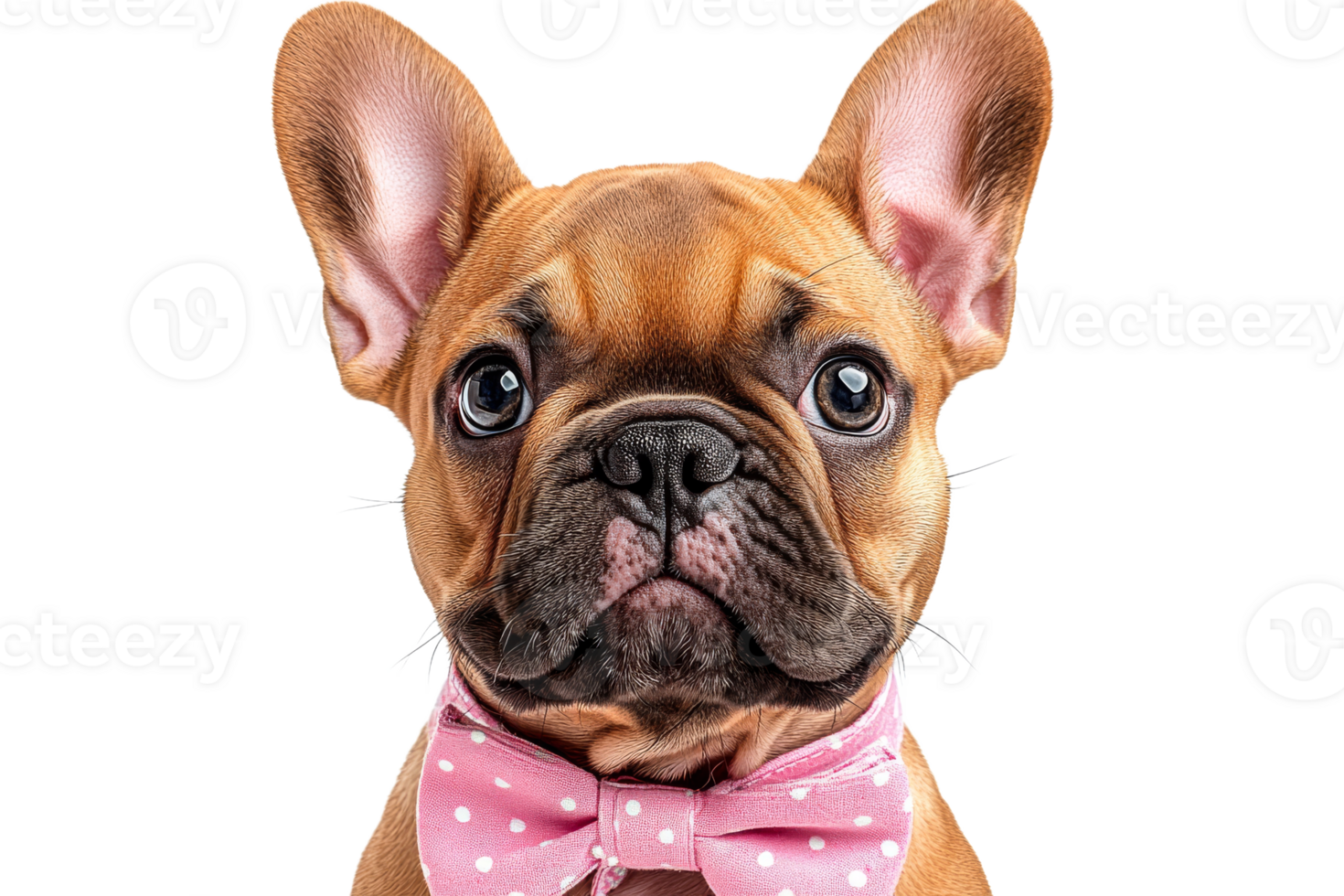 French bulldog wearing pink bow tie with a cute expression png
