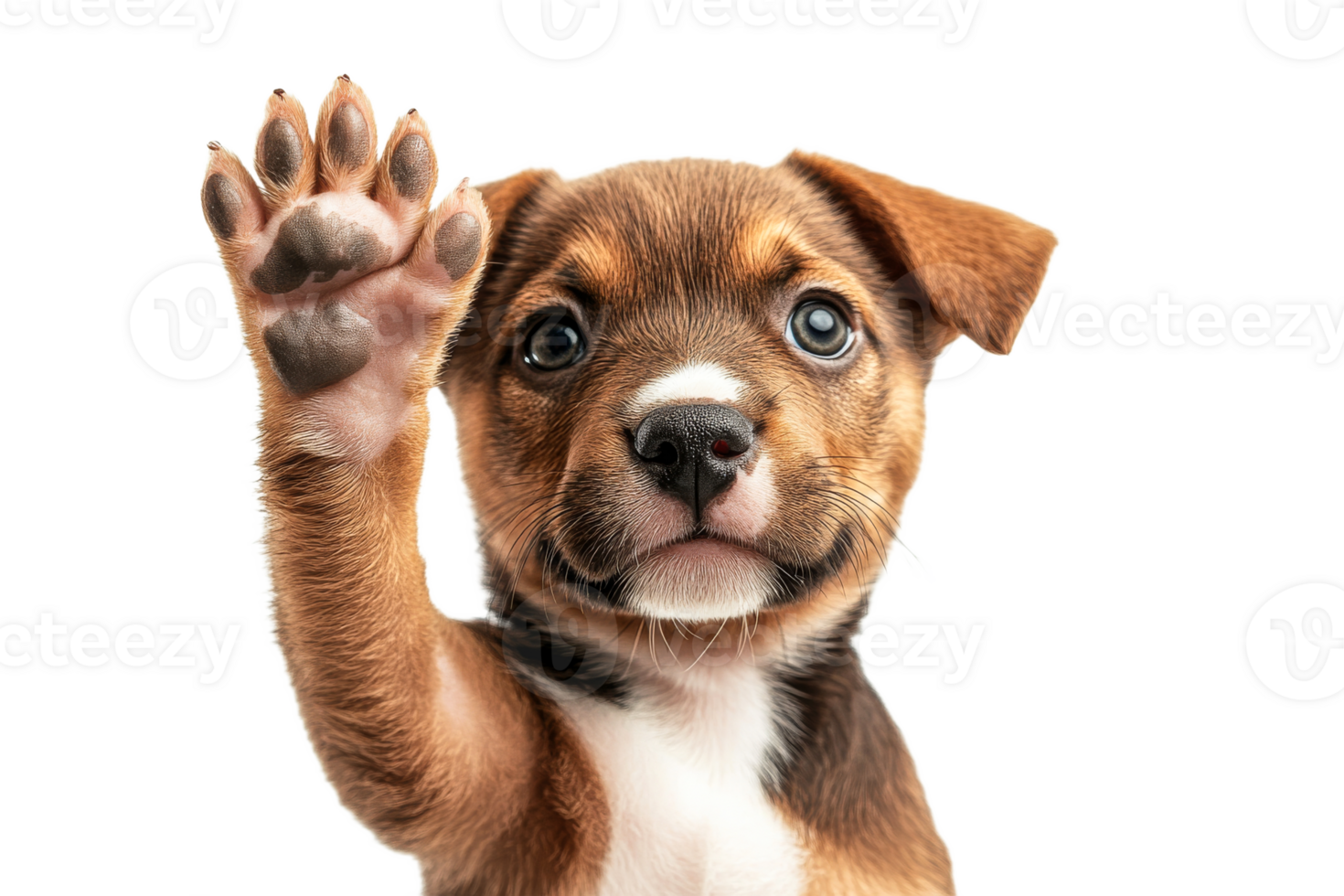 Cute puppy waving with a friendly gesture png