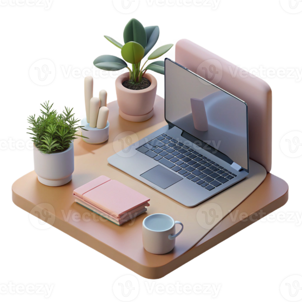 wonderful creative Minimalist Workspace with Laptop Cutout authentic png