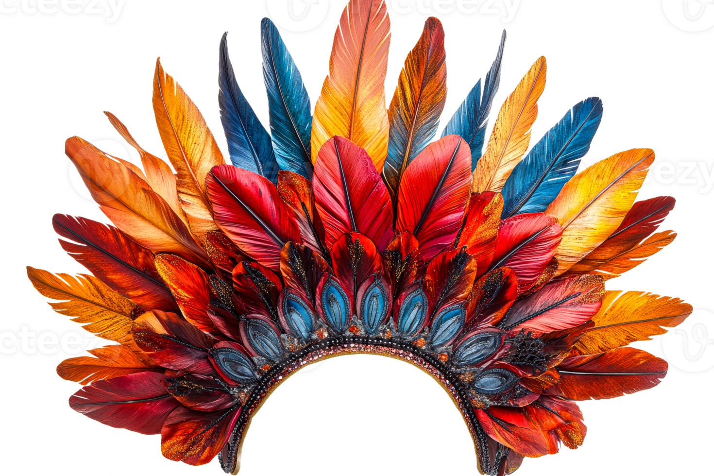 Bright feather headdress for cultural celebration or costume png