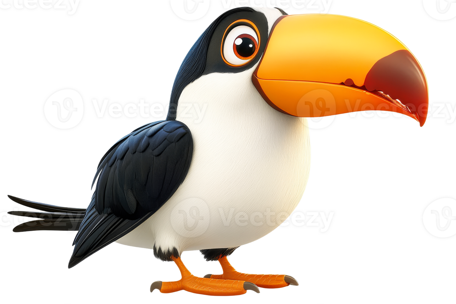 Colorful toucan character with playful expression png