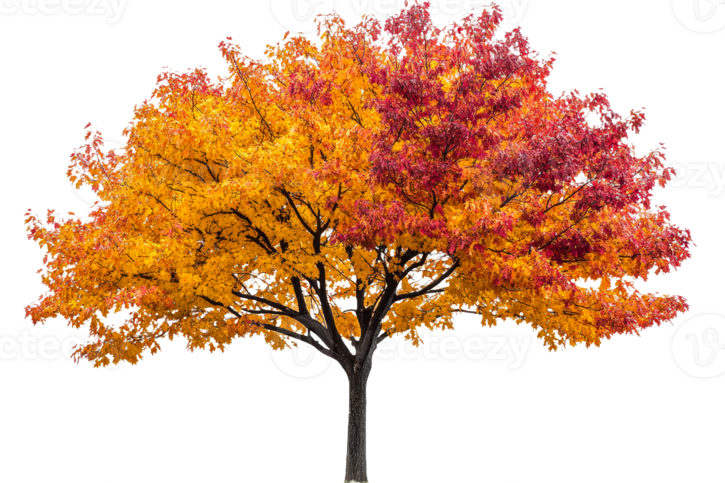 Vibrant fall tree with colorful leaves in autumn png