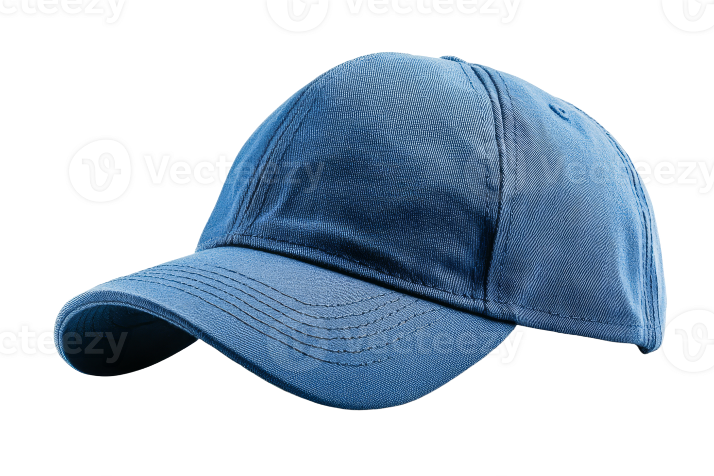 Blue baseball cap with curved brim and structured design png