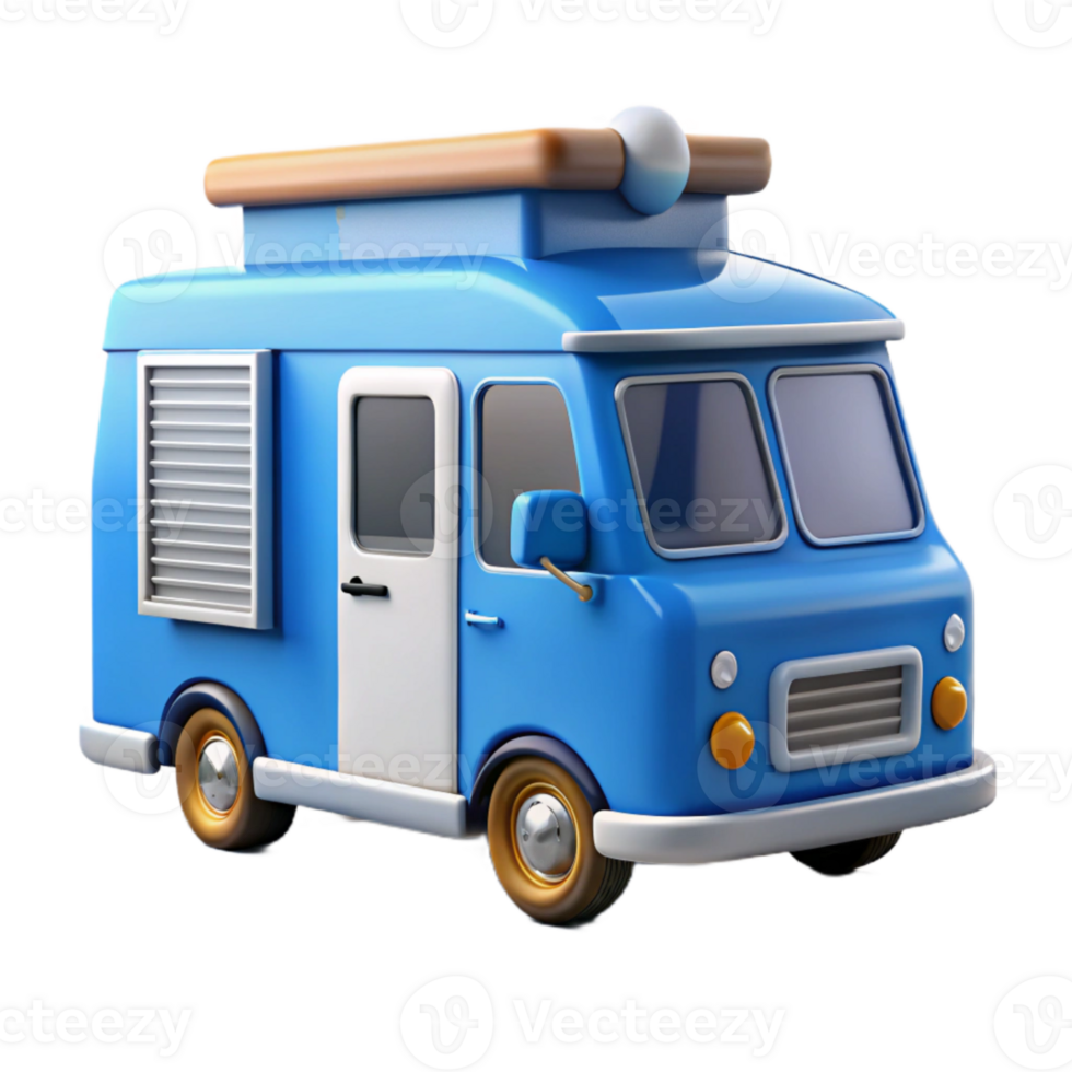 dramatic classic Mobile Workshop Van Blue and White Cutout premium png