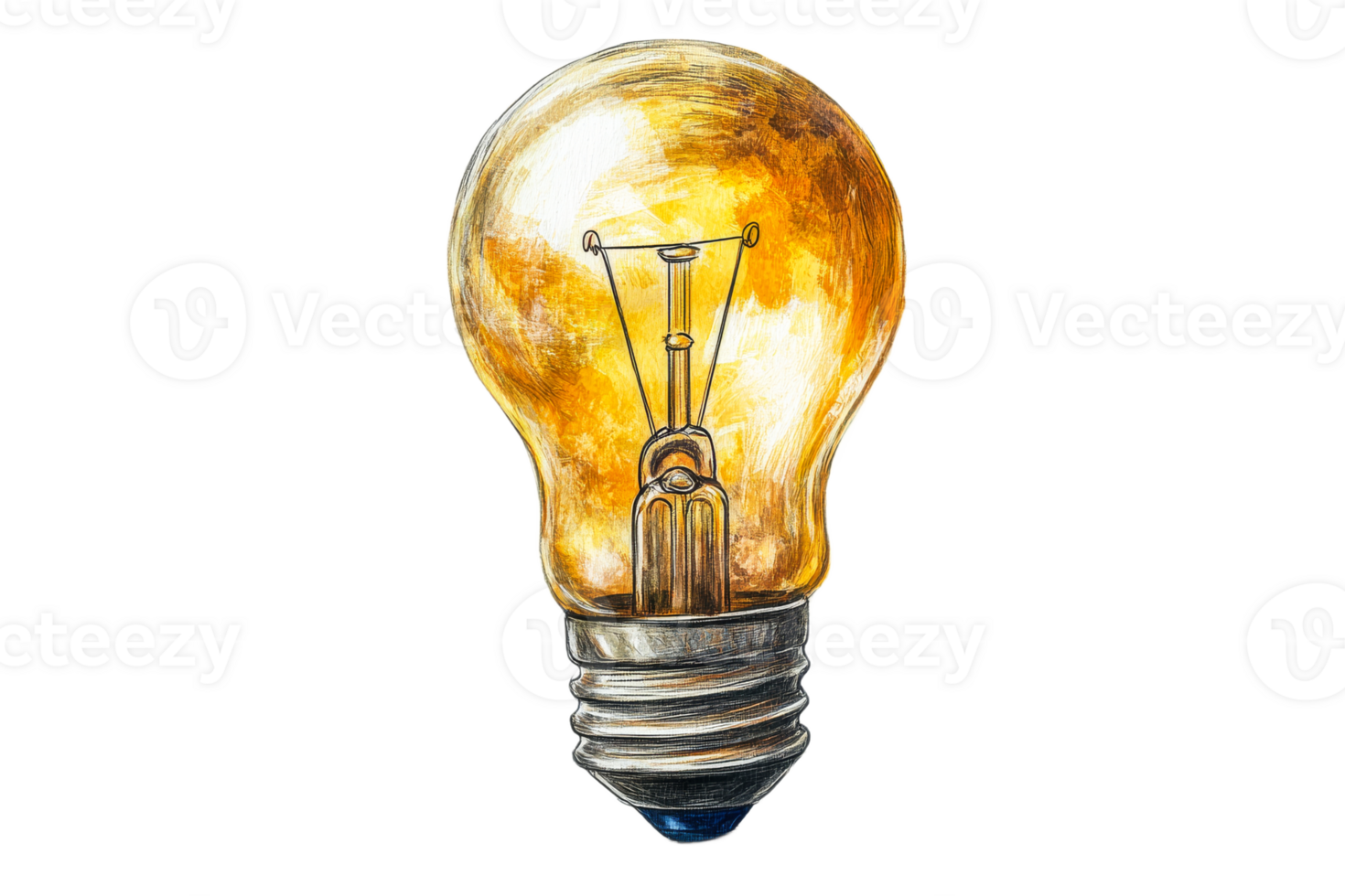 Bright light bulb with a warm yellow glow png