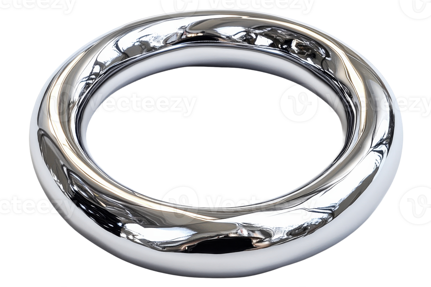 Shiny chrome ring with smooth curves and reflective surface png