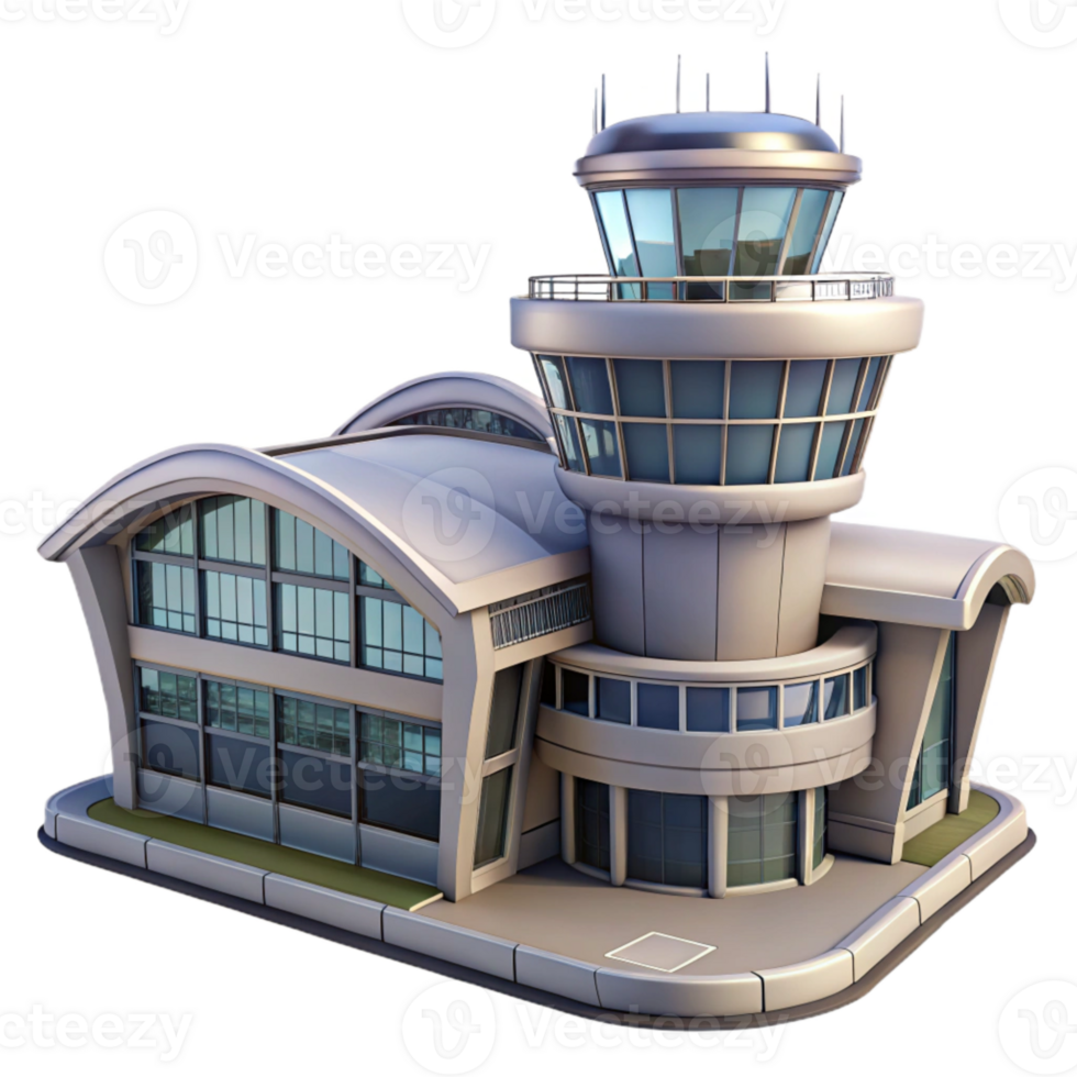 serene classic Modern Architecture Airport Building Isolated premium png