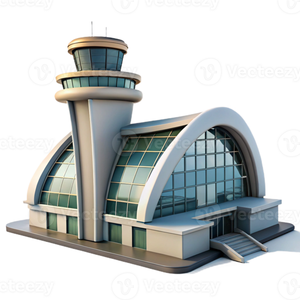 vibrant classic Modern Architecture Airport Building Isolated high resolution png