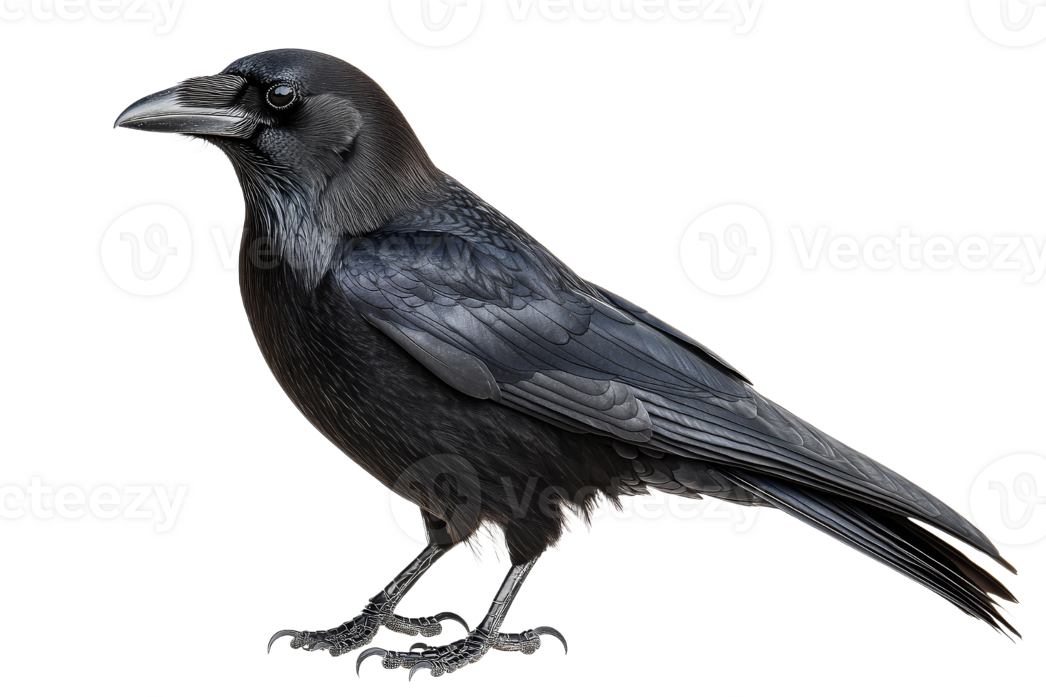 Raven perched vividly on a clear background png