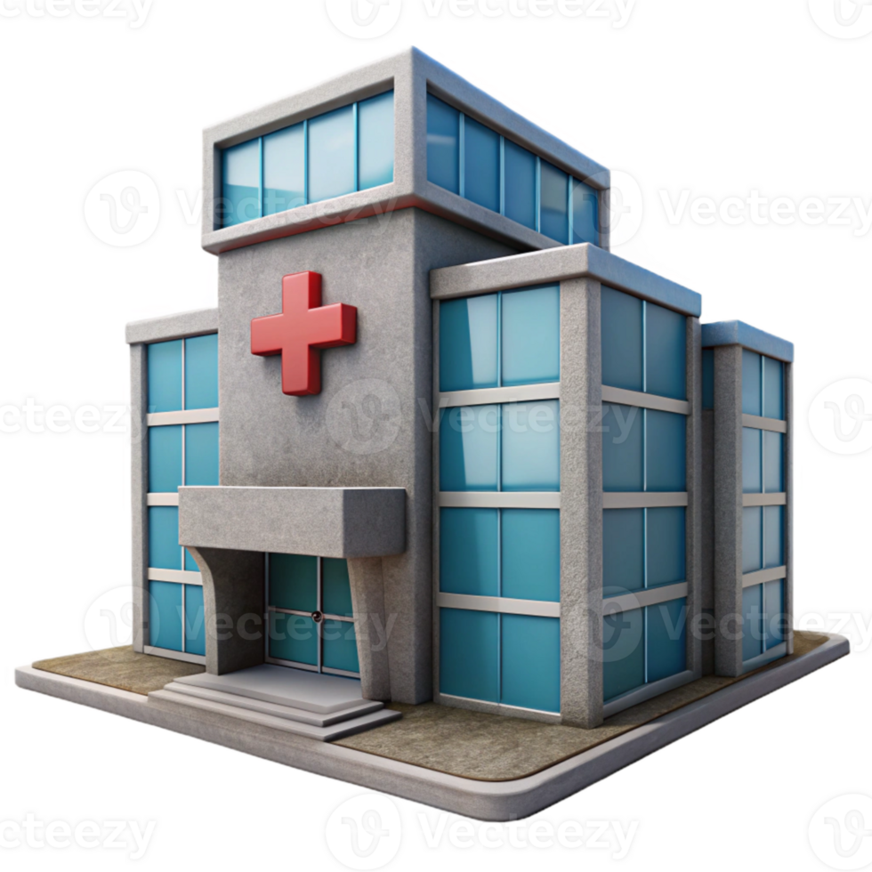 extraordinary minimalist Modern Architecture Hospital Building Isolated premium png