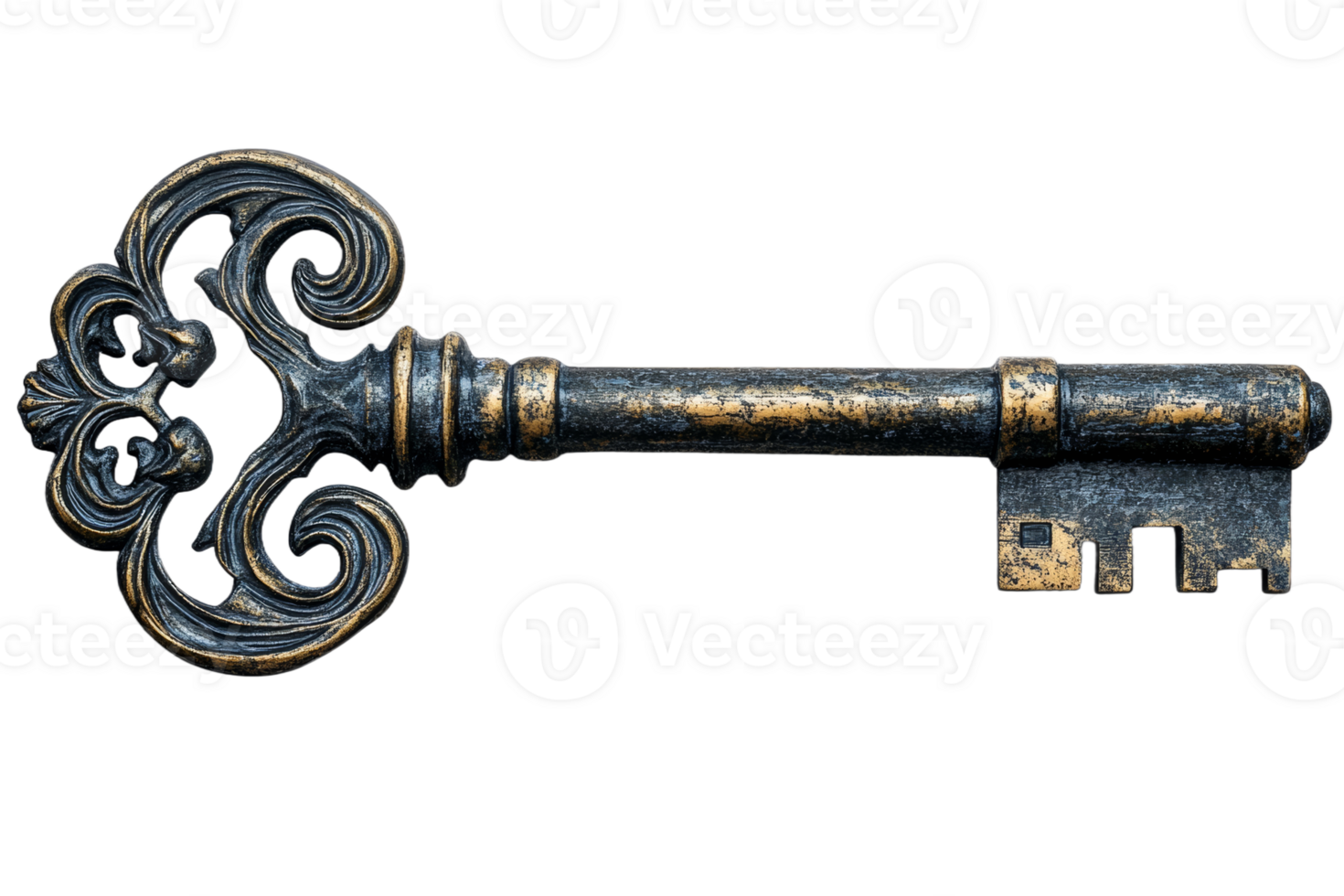 Vintage ornate key with intricate design and details png