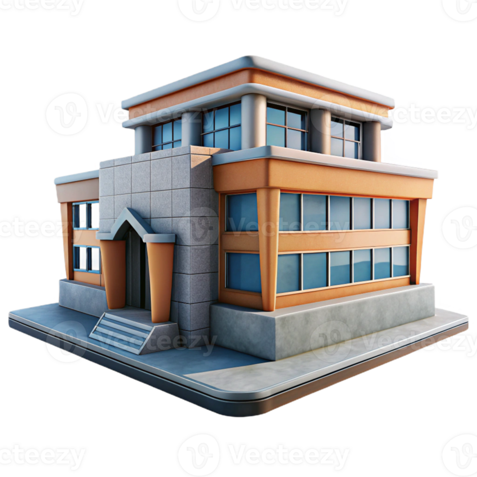 dramatic contemporary Modern Architecture School Building Isolated detailed png