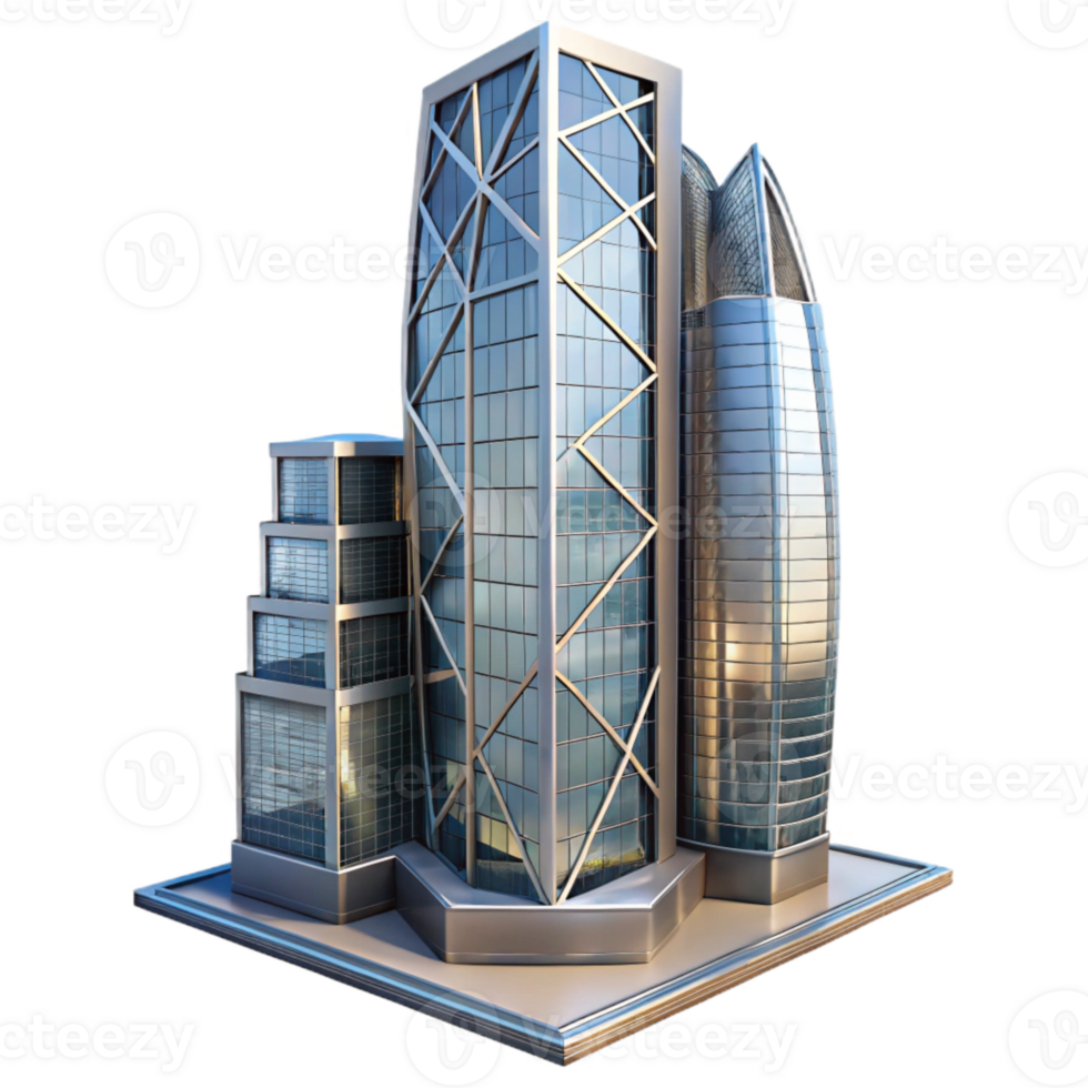 magnificent artistic Modern Architecture Skyscraper Steel and Glass Transparent Background high resolution png