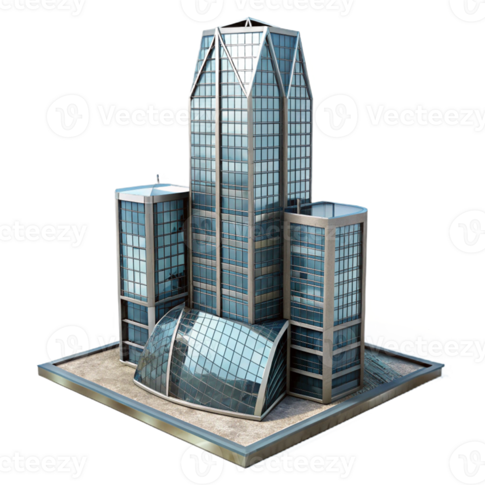 stunning creative Modern Architecture Skyscraper Steel and Glass Transparent Background high quality png
