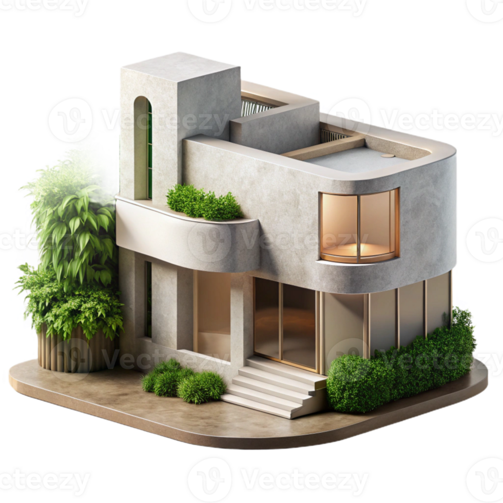 beautiful artistic Modern Architecture with Integrated Greenery Cutout with Minimalist Design exclusive png
