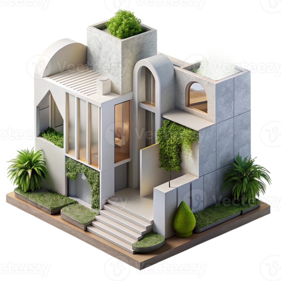 stunning rustic Modern Architecture with Integrated Greenery Cutout with Minimalist Design exclusive png