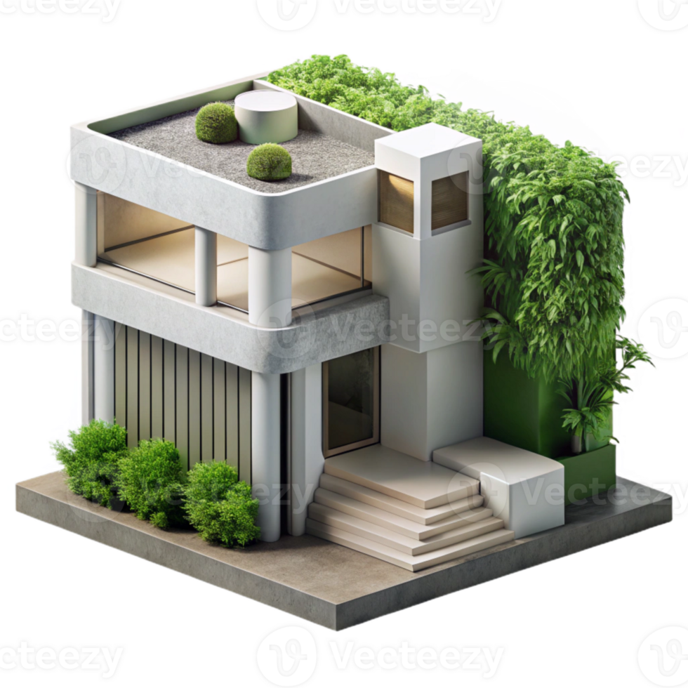 magnificent classic Modern Architecture with Integrated Greenery Cutout with Minimalist Design premium png
