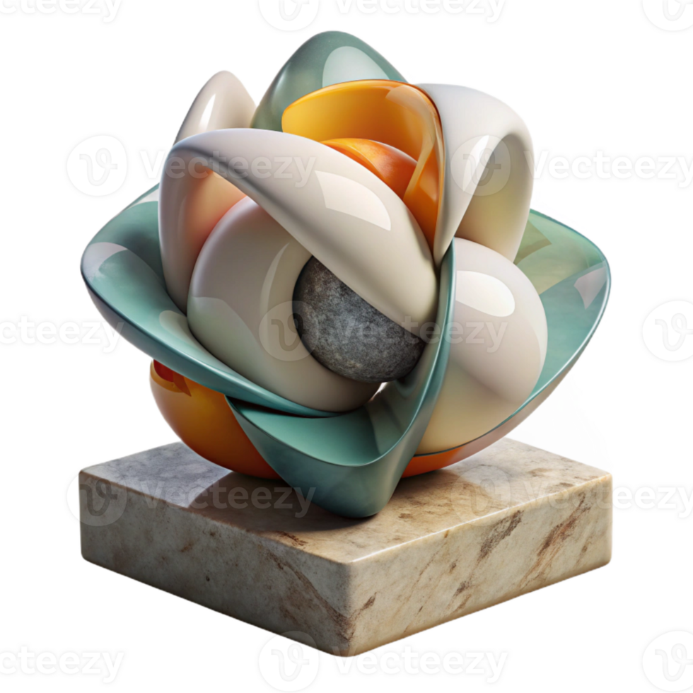stunning creative Modern Art Sculpture Abstract Transparent Background high quality png