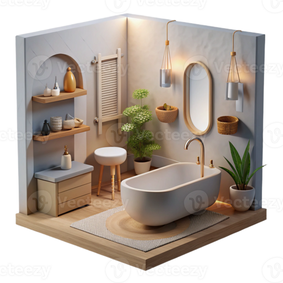 impressive minimalist Modern Bathroom Interior Minimalist Isolated premium png