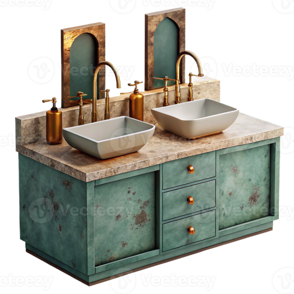 stunning traditional Modern Bathroom with Double Sink Isolated high quality png