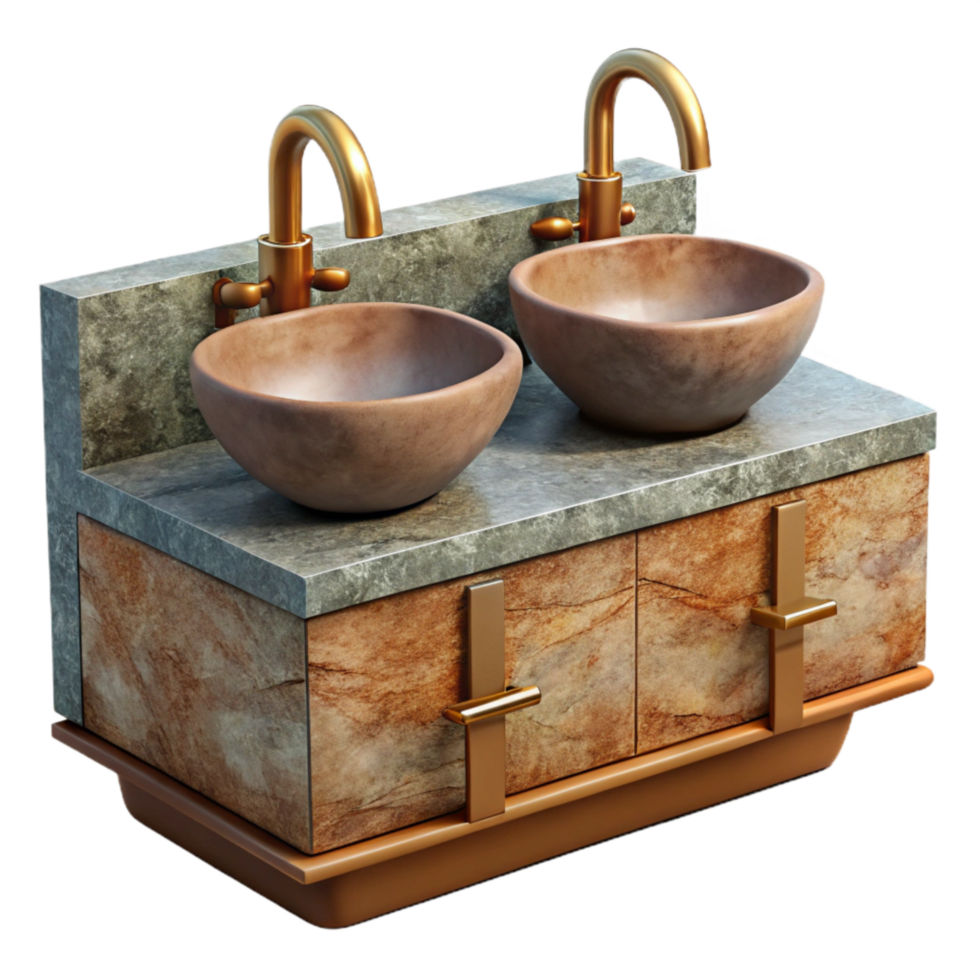 wonderful contemporary Modern Bathroom with Double Sink Isolated png
