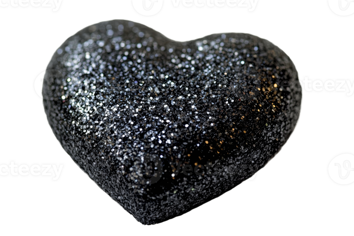 Unique black glitter heart design for decoration png
